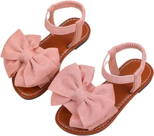 GORGLITTER Girl's Sandals Dressy Bow Ankle Strap Sandal Open Toe Slides Flats Summer Cute Vacation Sandals