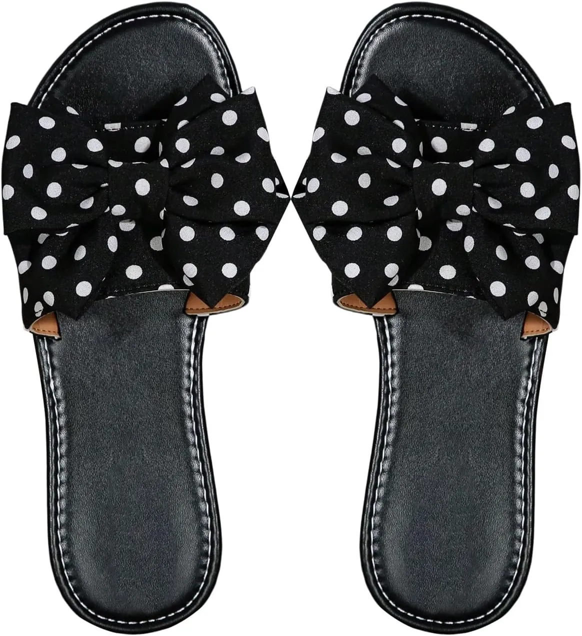 GORGLITTER Women's Bow Sandals Square Open Toe Slip on Dressy Summer Sandals