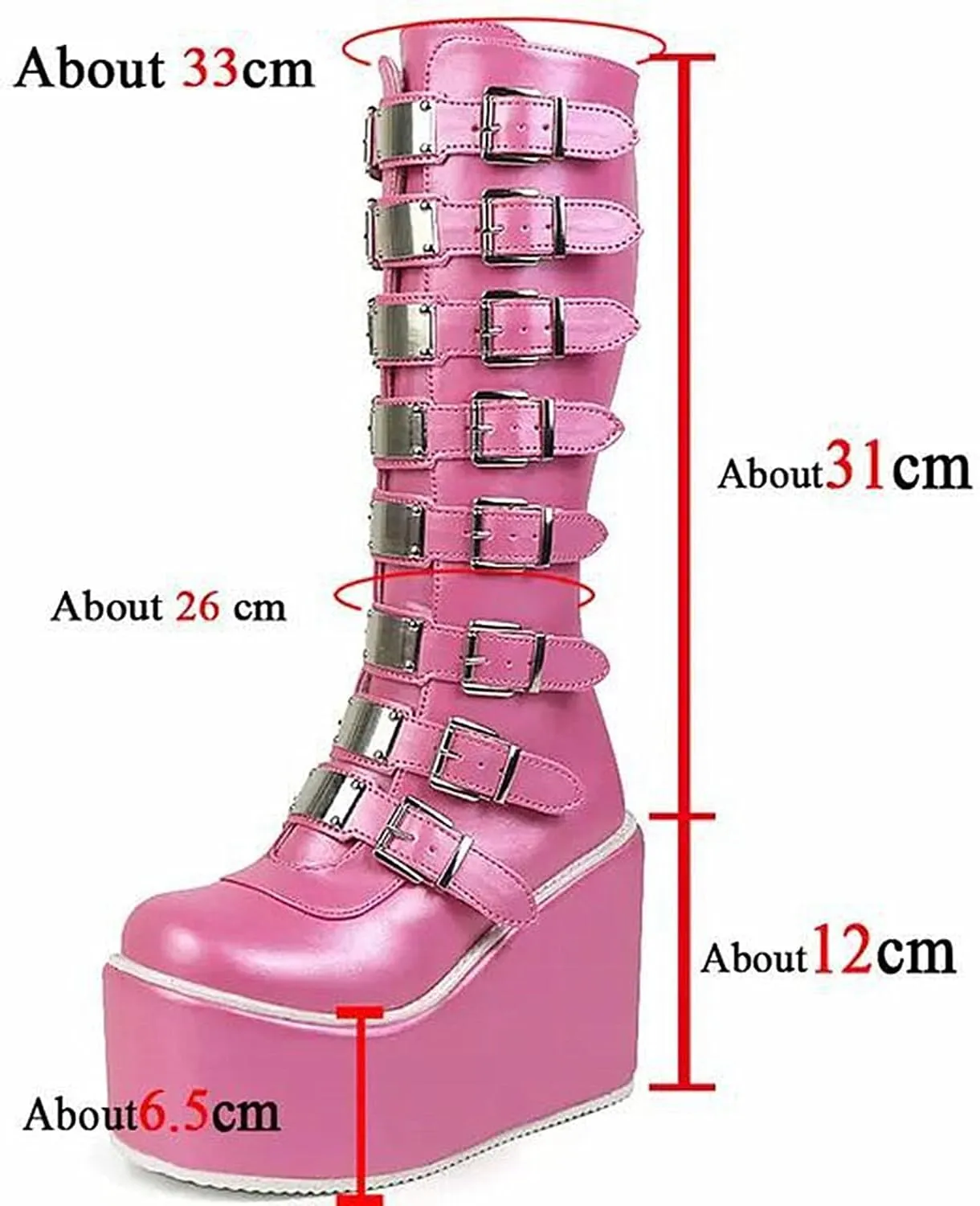 Gothniero Women Black Platform Goth Boots Mid Calf with Heel Knee High Boots Winter Chunky Heel Punk Rave Boots Girls Lace Up Combat Booties Size 5.5-11