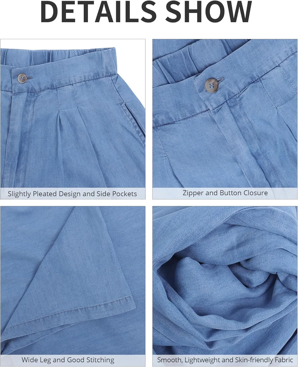 GRAPENT Wide Leg Pants for Women High Waisted Jeans Palazzo Pants Lightweight Summer Beach Flowy Trousers Y2K