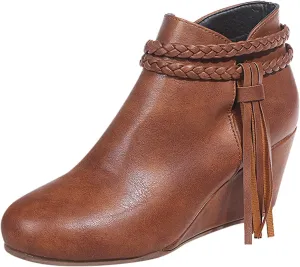 GUNIYIFS Women's Wedge Ankle Boots Thick Heel Low Heeled Booties for Women Fashion Winter Pointed Toe Chunky Heel Ankle Boots