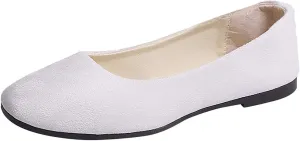 Hbeylia Women'S Square Toe Slip On Flats Fashion Casual Leather Chunky Low Heels Ballet Flats Wide Comfortable Walking Shoes Slip-On Loafers Dress Oxfords For Women Ladies