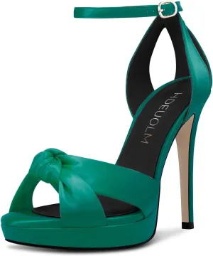 HDEUOLM Women Stiletto High Platform Heel Peep Open Toe Sandals Ankle Strap Wedding Cute 4.7 Inches Heels
