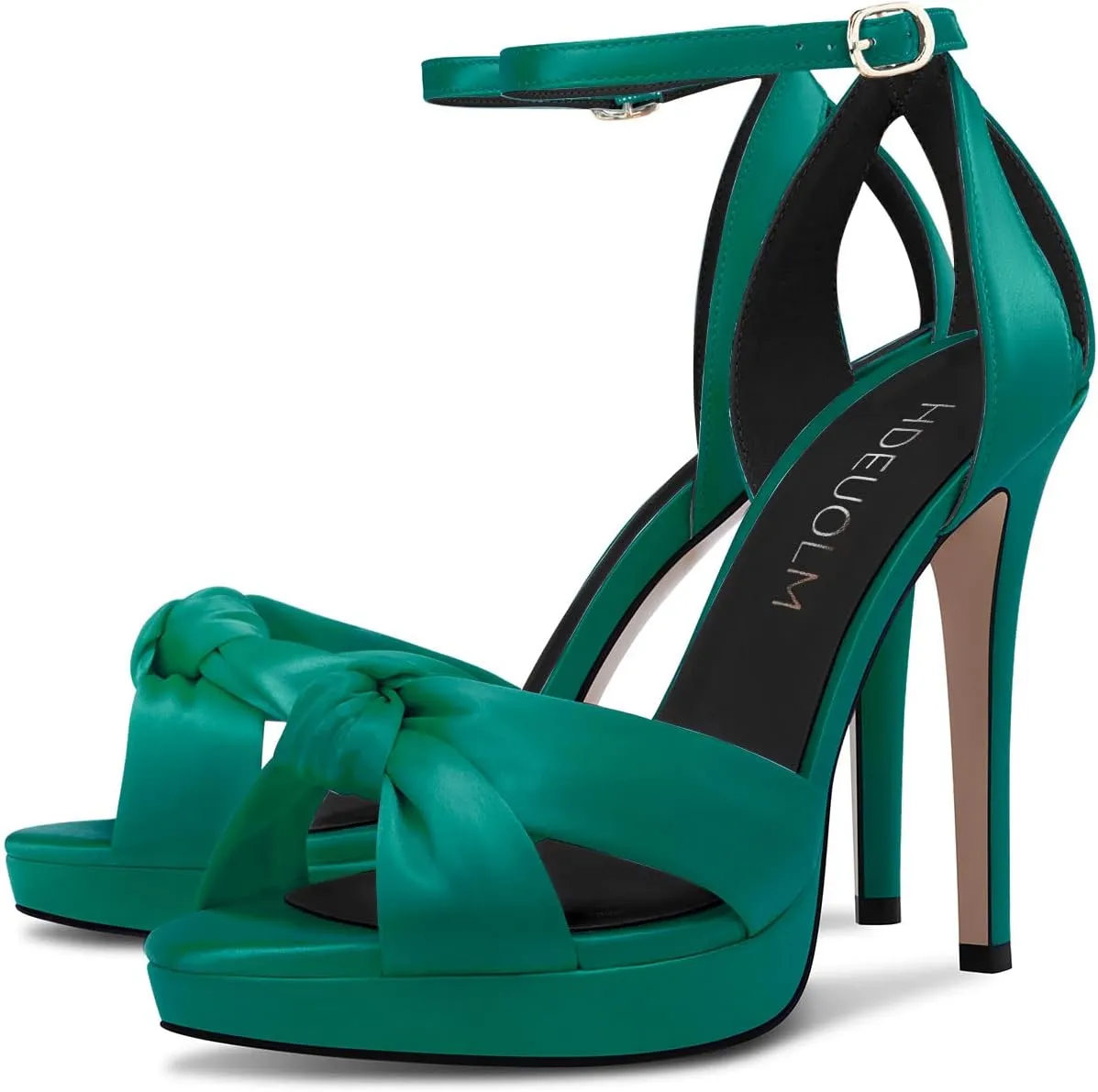 HDEUOLM Women Stiletto High Platform Heel Peep Open Toe Sandals Ankle Strap Wedding Cute 4.7 Inches Heels