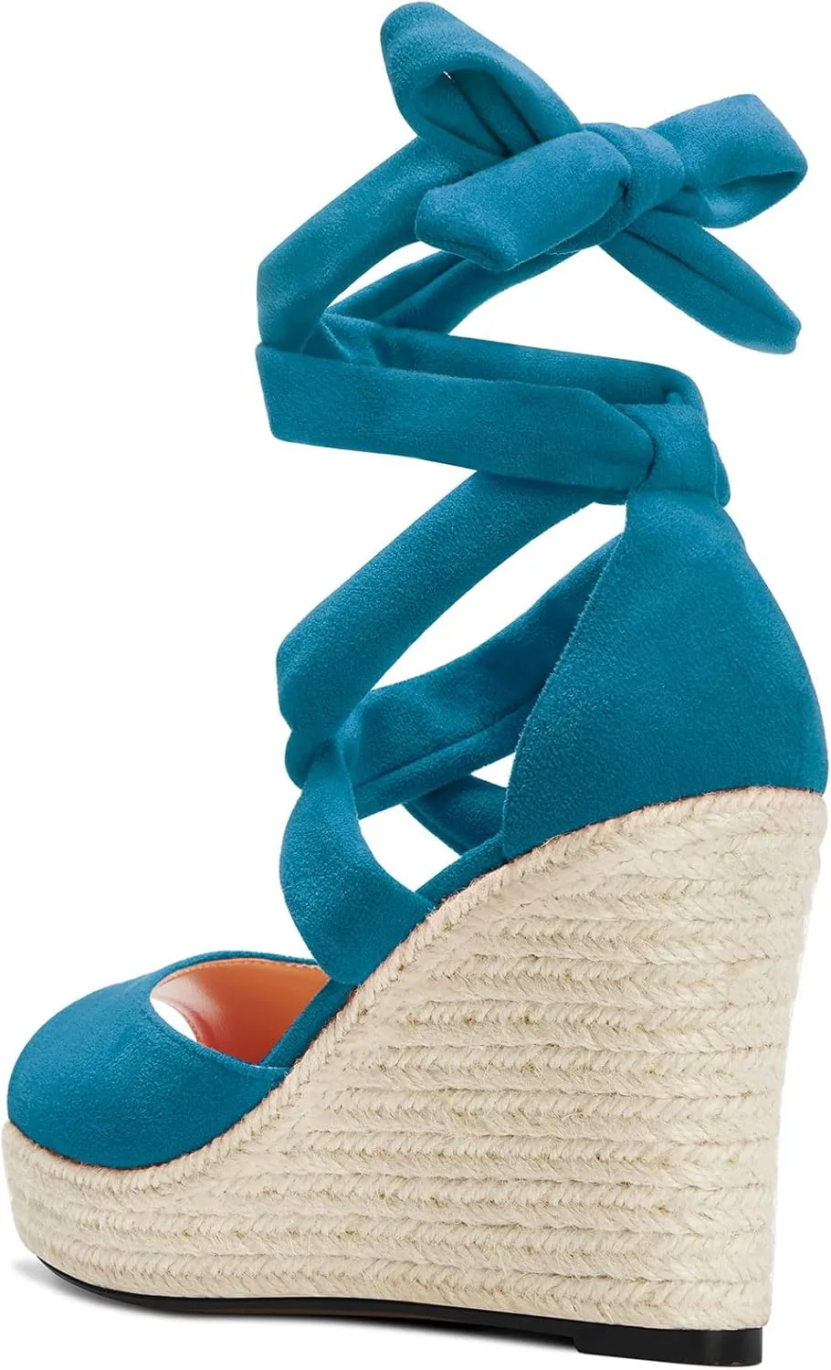 HDEUOLM Womens High Wedge Platform Heel Peep Open Toe Sandals Lace-up Prom Cute 3.9 Inches Heels
