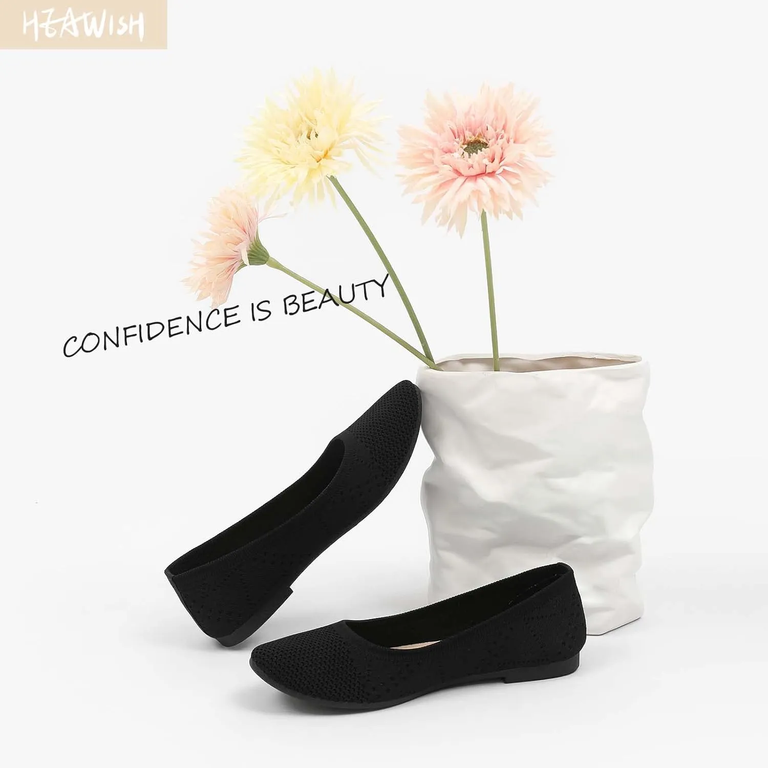 HEAWISH Comfortable Round Toe Flats Shoes Women, Slip On Ballet Flats for Women, Casual Women's Flats for Walking