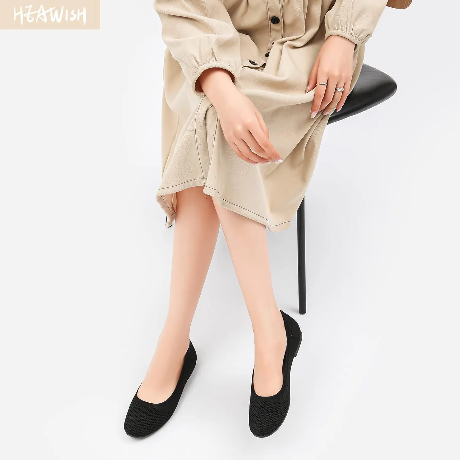 HEAWISH Comfortable Round Toe Flats Shoes Women, Slip On Ballet Flats for Women, Casual Women's Flats for Walking