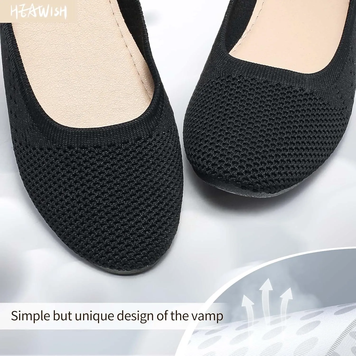 HEAWISH Comfortable Round Toe Flats Shoes Women, Slip On Ballet Flats for Women, Casual Women's Flats for Walking