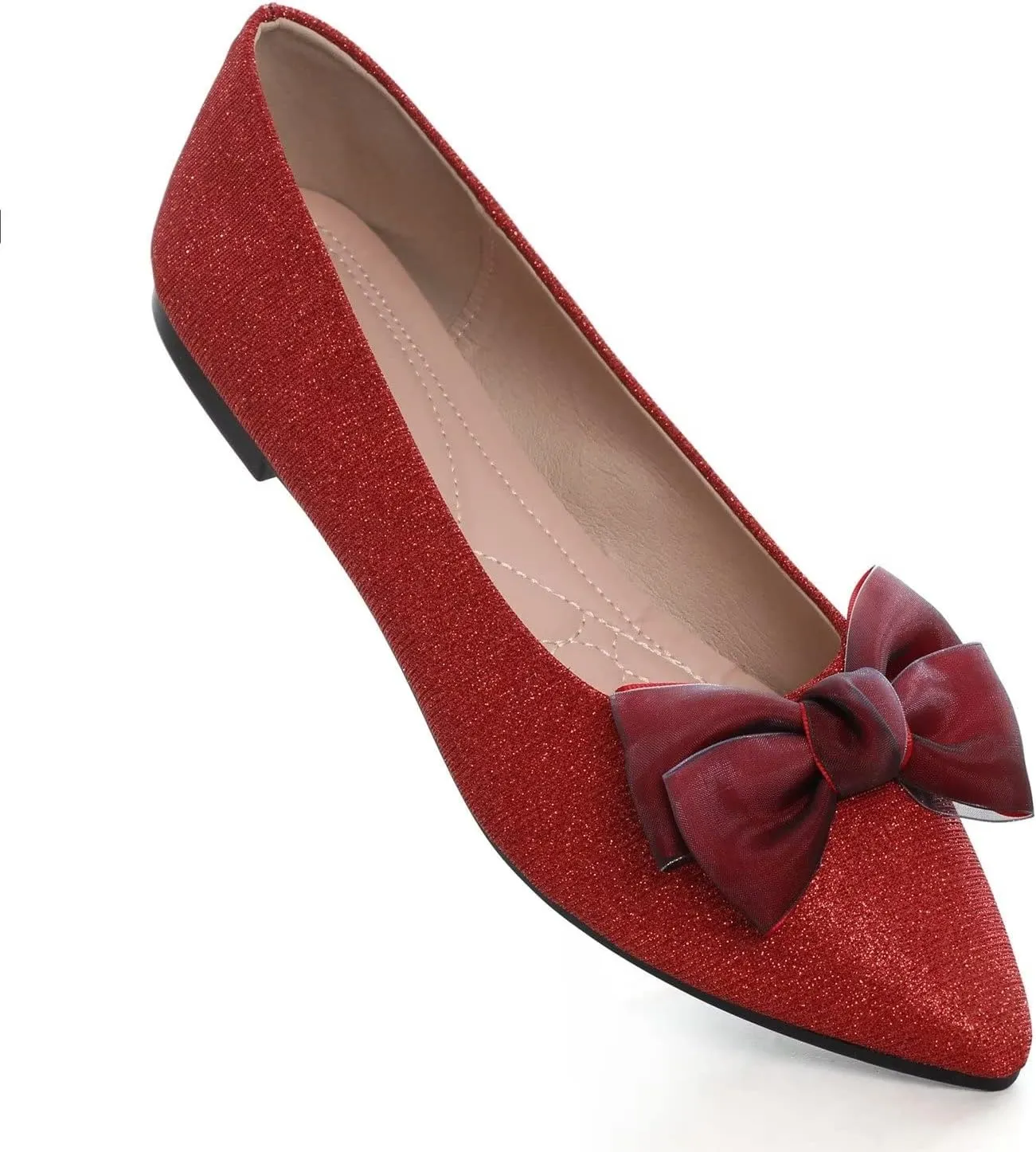 Hee grand Bowknot Pointed Toe Ballet Flats for Women Comfort Slip-On Loafers Work Flats Retro Plaid Dress Shoes