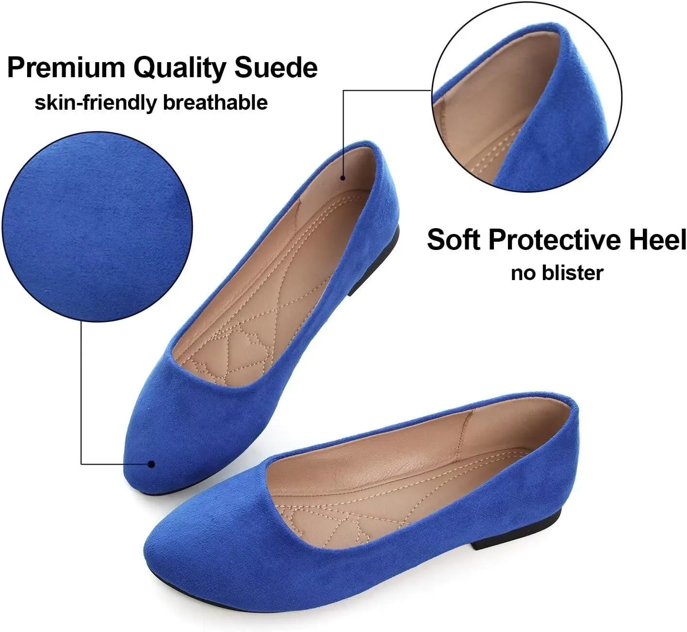 Hee grand Flats for Women Dressy Pointy Toe Ballet Flats Lightweight Foldable Slip on Loafers Soft Leather Comfortable Work Flats