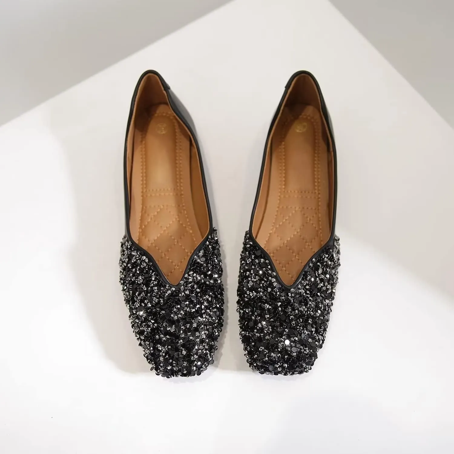 Hee grand Women Square Toe Crystals Shoes Glittering Rhinestone Wedding Dress Shoes Fashion Bridesmaid Shoes