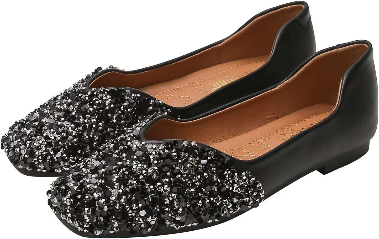 Hee grand Women Square Toe Crystals Shoes Glittering Rhinestone Wedding Dress Shoes Fashion Bridesmaid Shoes