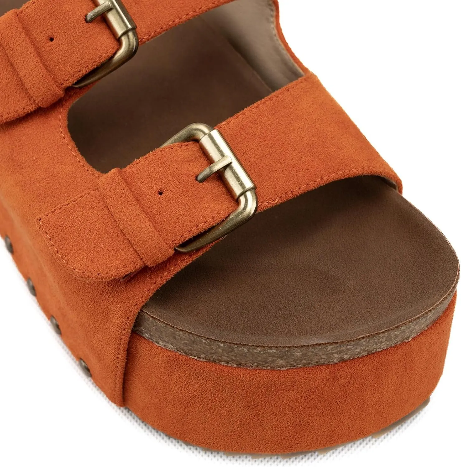 heelchic Platform Sandals Women, Chunky Platform Wedges with Arch Support, Big Buckle Casual Open Toe Slide Sandals