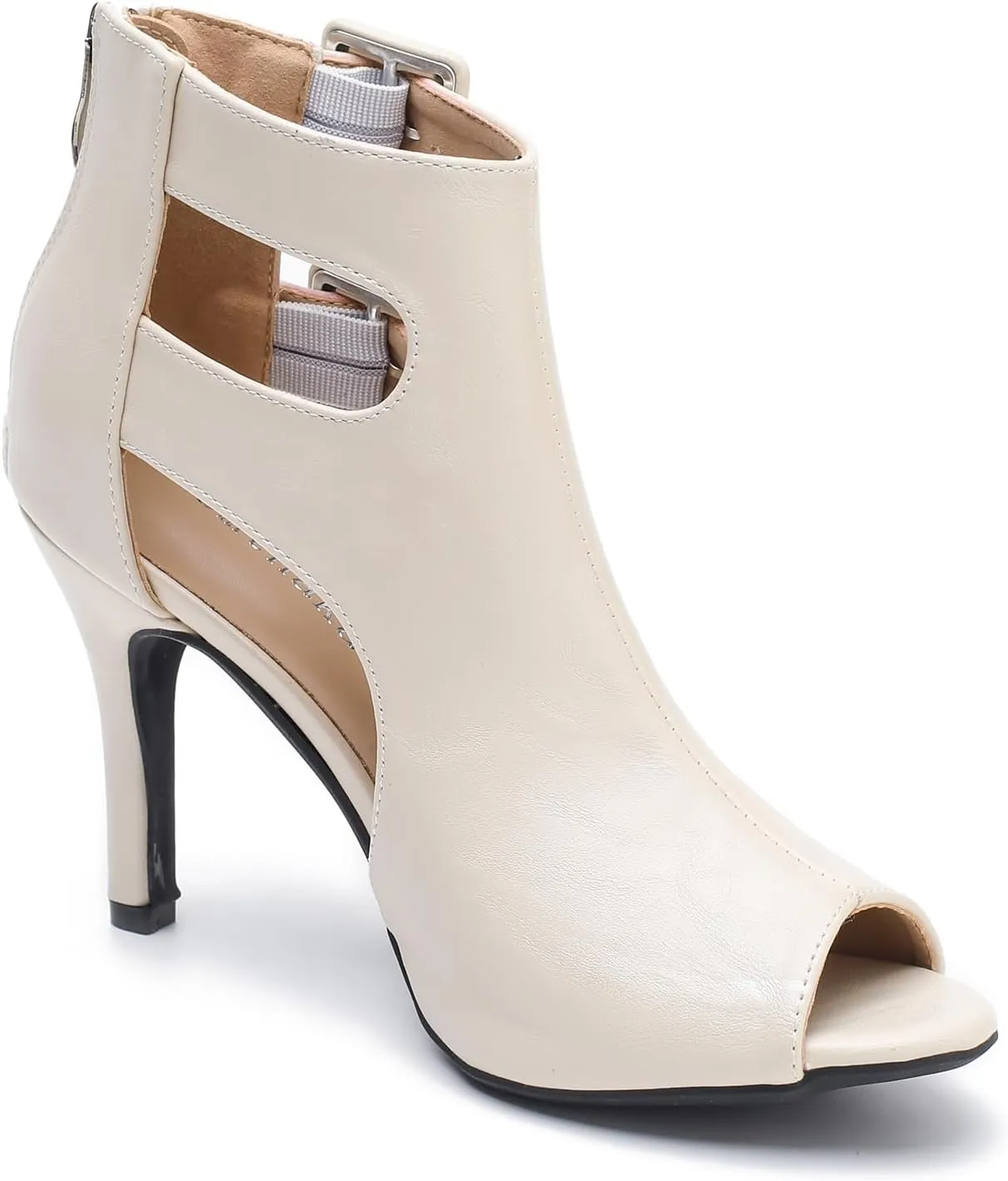 Heels for Women Open Toe Boots Cutout Ankle Strap Buckle Stiletto High Heel Sandals for Prom Party Wedding