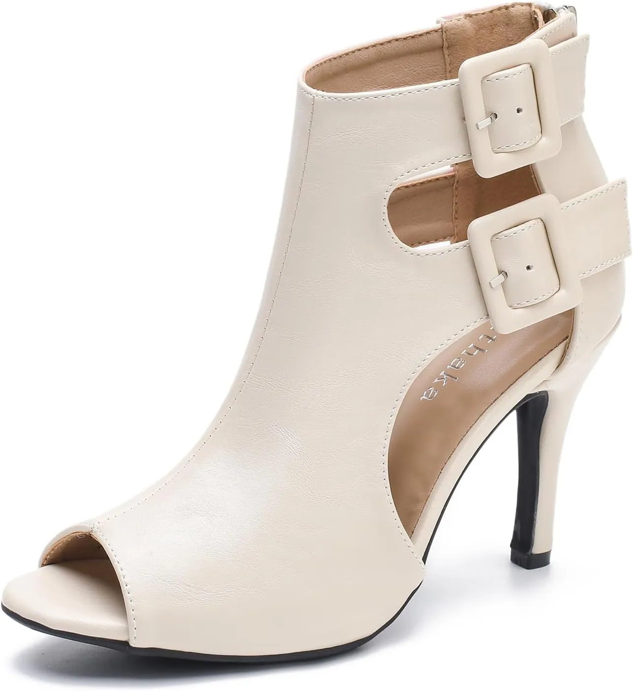 Heels for Women Open Toe Boots Cutout Ankle Strap Buckle Stiletto High Heel Sandals for Prom Party Wedding