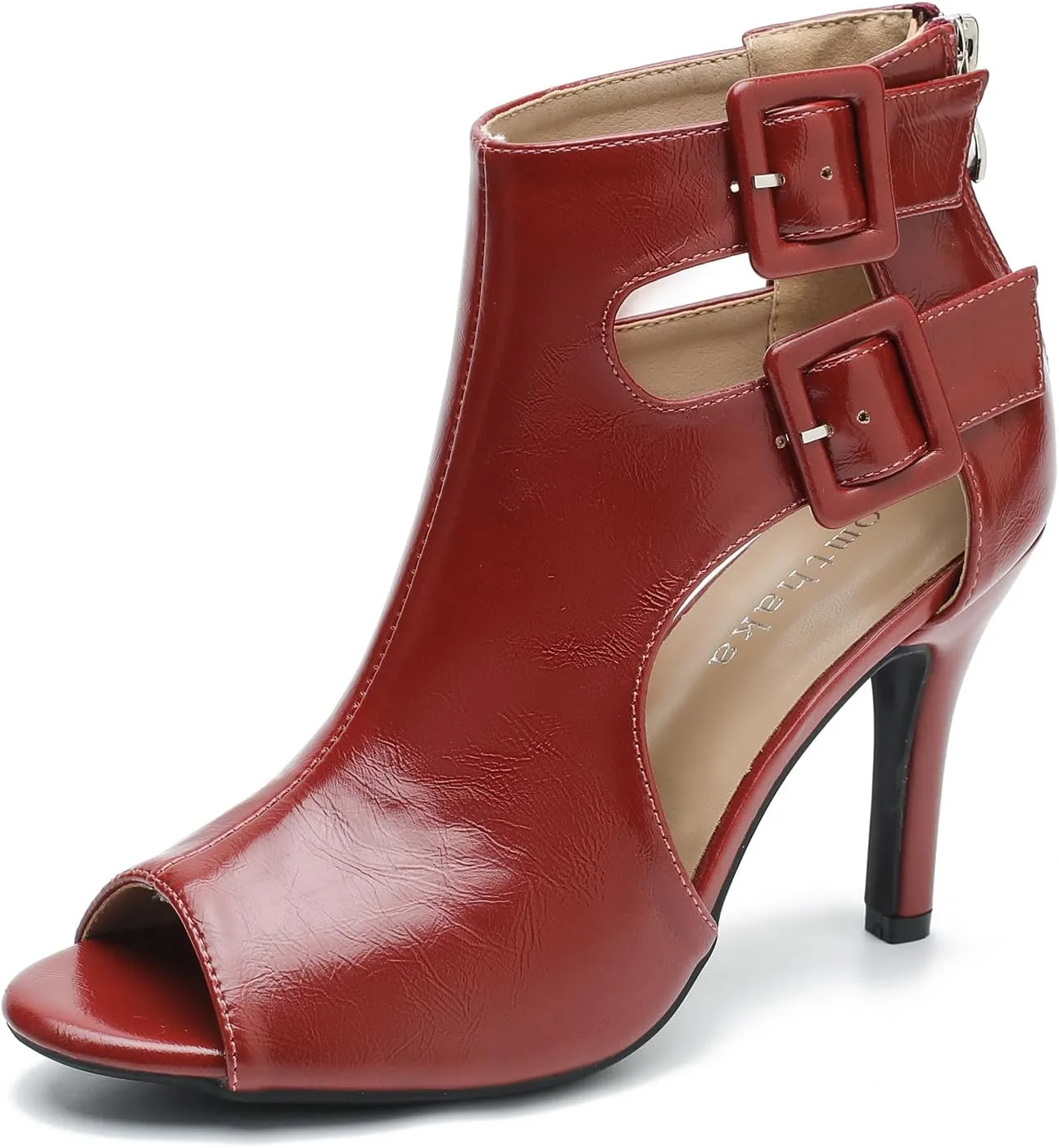 Heels for Women Open Toe Boots Cutout Ankle Strap Buckle Stiletto High Heel Sandals for Prom Party Wedding