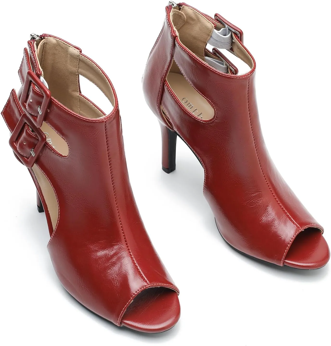 Heels for Women Open Toe Boots Cutout Ankle Strap Buckle Stiletto High Heel Sandals for Prom Party Wedding