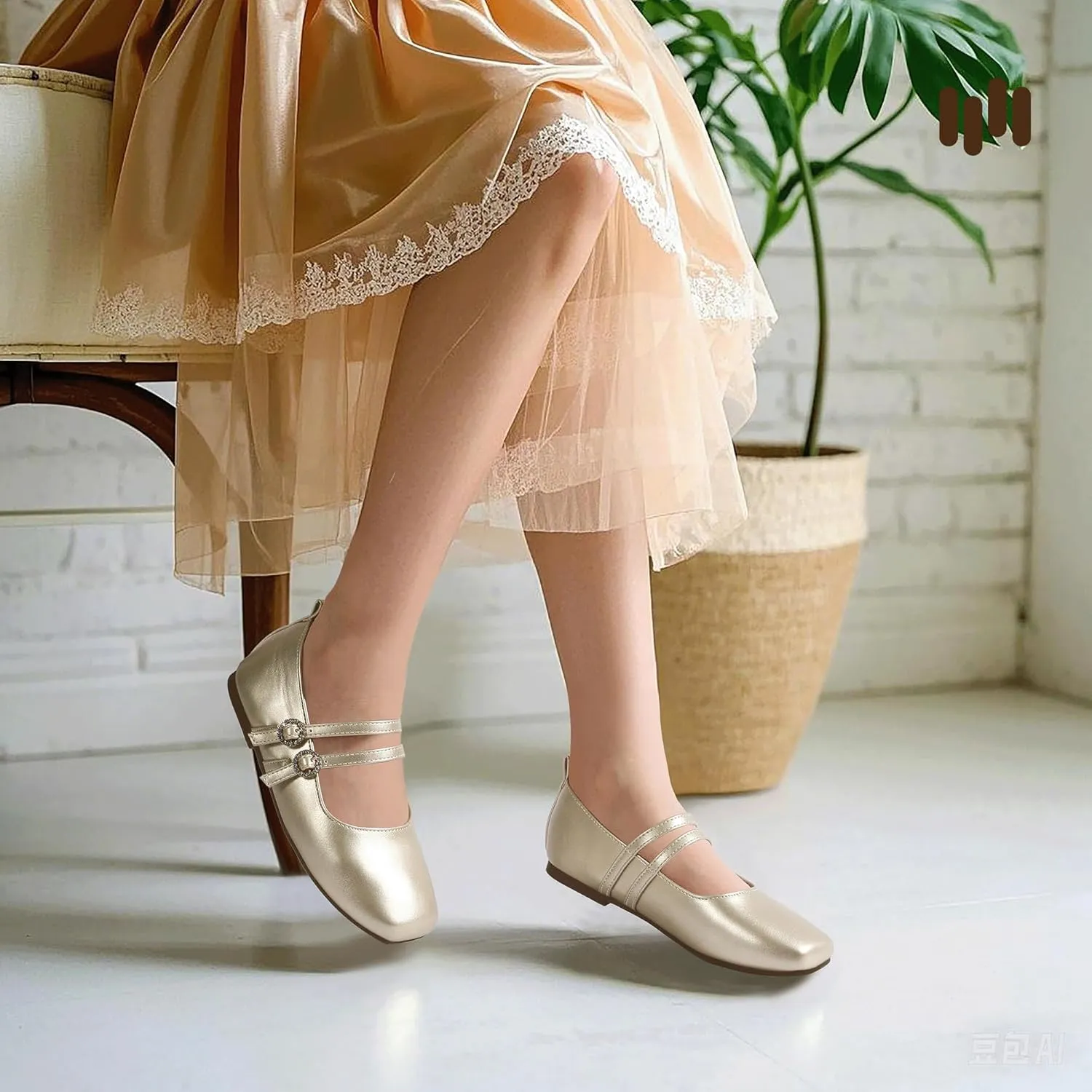 Hehainom Girls Dress Shoes Rhinestone Square Toe Toddler Flower Girl Ballet Flats Little Big Kids Mary Jane School Party Wedding Shoes