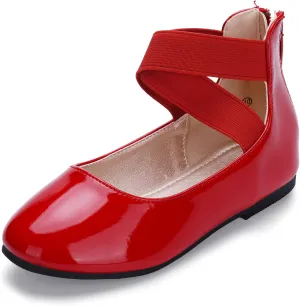Hehainom Girls Dress Shoes Toddler Little Kids Gracy Ballet Mary Jane Ballerina Flats with Elastic Ankle Strap