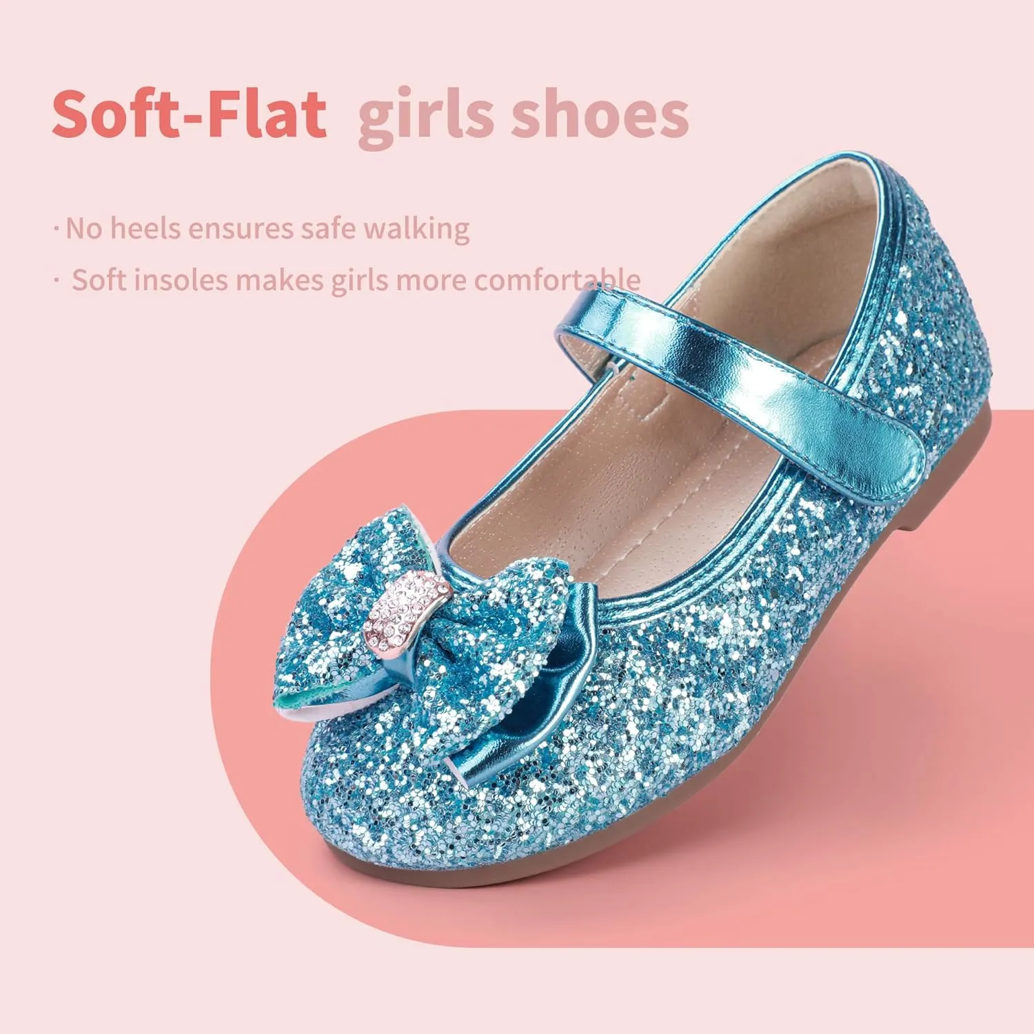 Hehainom Toddler Girls Flats Mary Jane Flower Girl Dress Shoes School Wedding Party Shoes