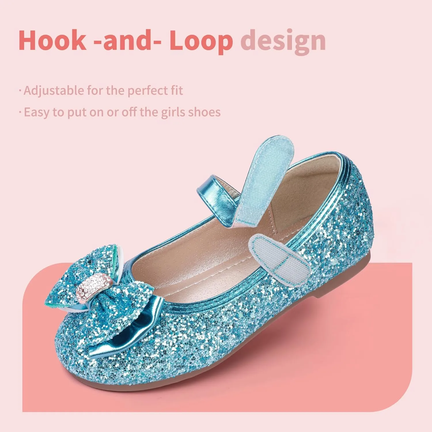 Hehainom Toddler Girls Flats Mary Jane Flower Girl Dress Shoes School Wedding Party Shoes