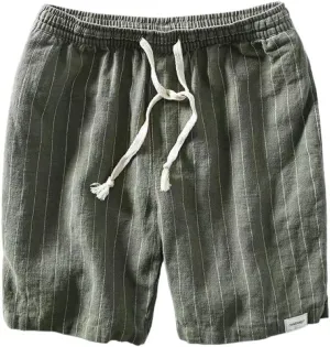 heyheyshine Mens Flat Front Shorts Linen Shorts Striped Elastic Waist Drawstring Gym Athletic Summer Beach Shorts