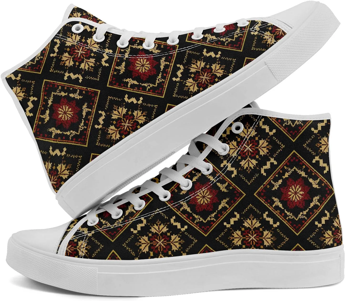 High Top Sneakers for Women Men Canvas Shoes Lightweight Printed Lace Up Fashion Casual Walking Shoes Street Footwear