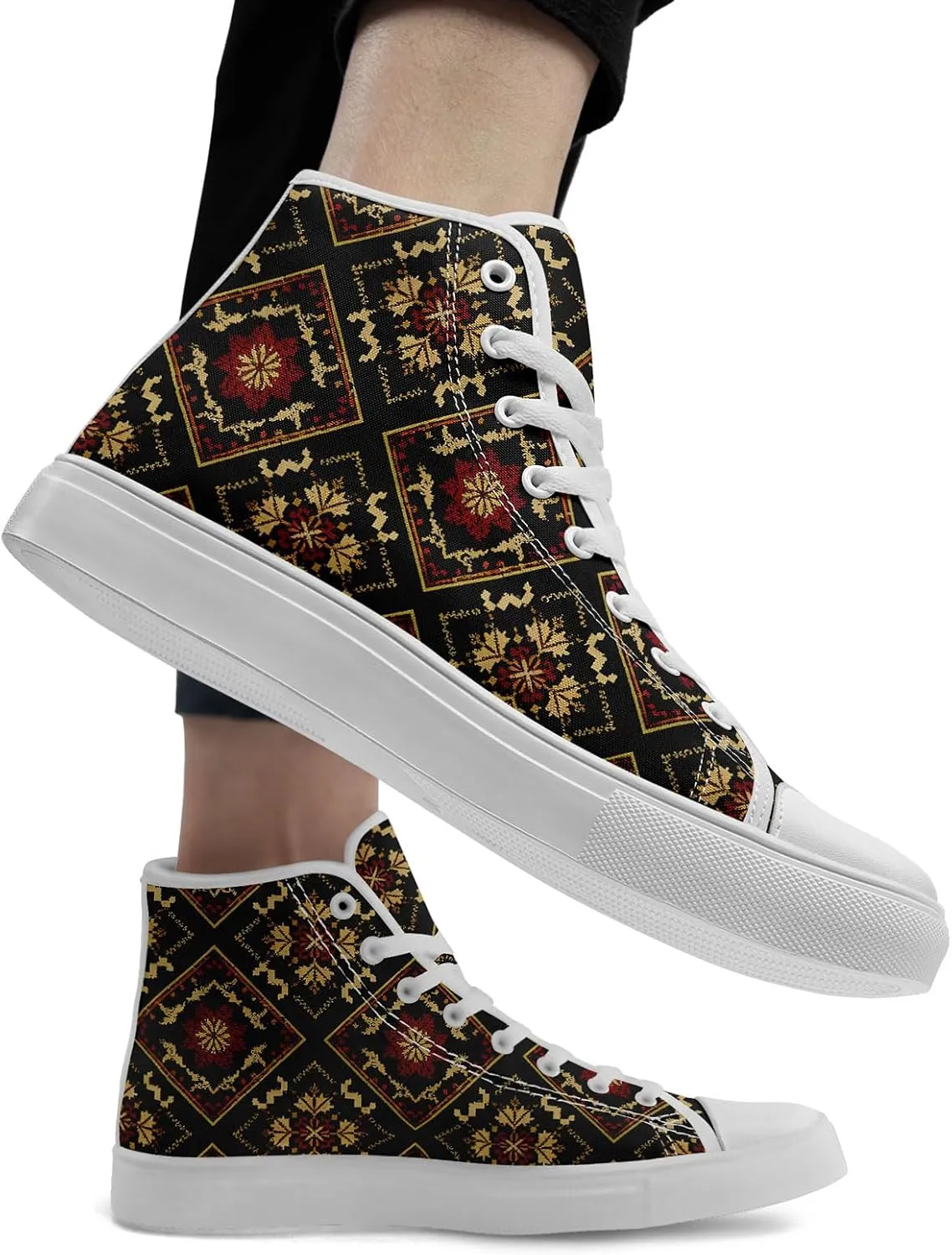 High Top Sneakers for Women Men Canvas Shoes Lightweight Printed Lace Up Fashion Casual Walking Shoes Street Footwear