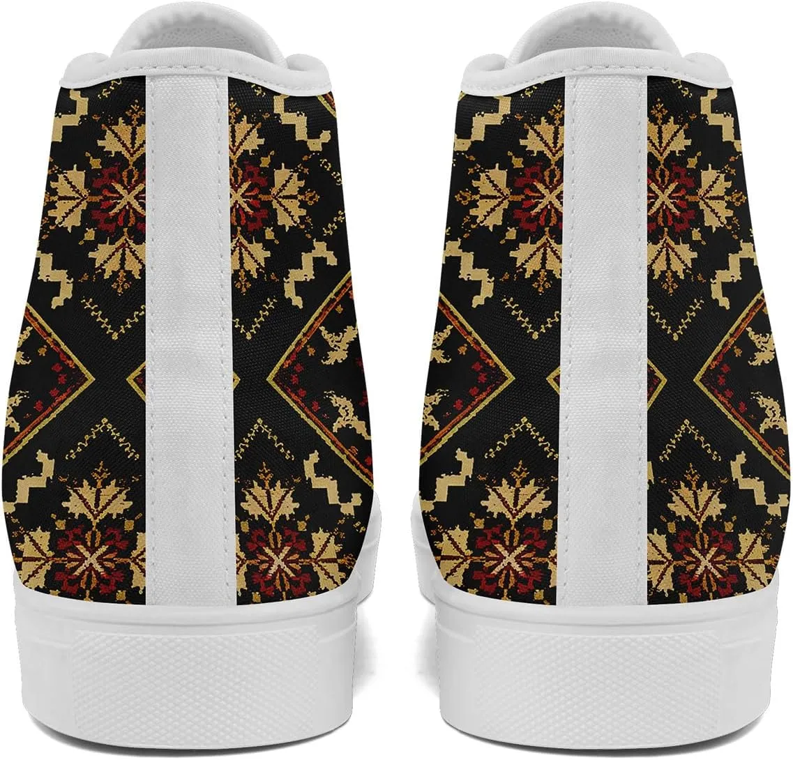 High Top Sneakers for Women Men Canvas Shoes Lightweight Printed Lace Up Fashion Casual Walking Shoes Street Footwear