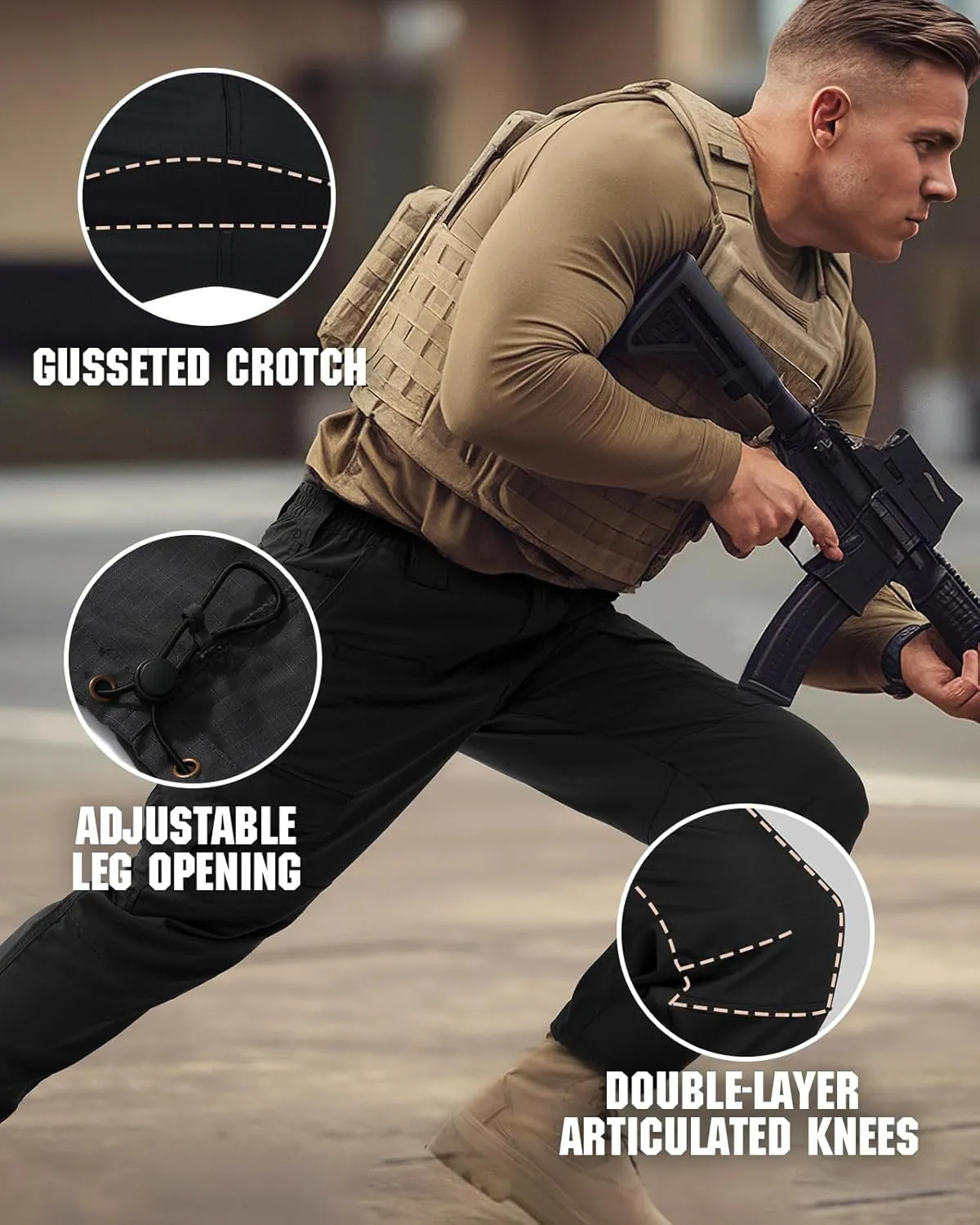HISEA Men's Tactical Pants Ripstop Cargo Pants Relaxed Fit Outdoor Lightweight Work Hiking Pants with 9 Pockets