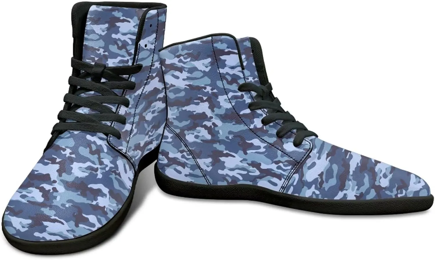 Howilath Camo Print Barefoot Running Shoes High Top Sneakers, Anti-Skid Zero Drop Sneaker Minimalist Shoes