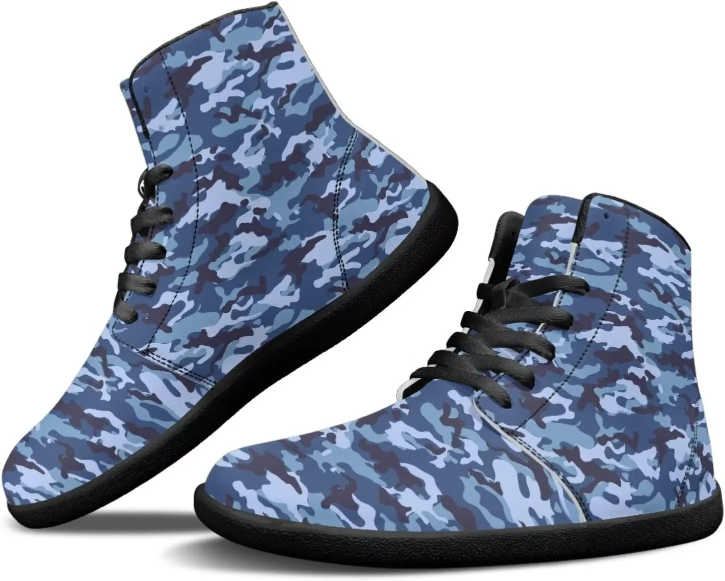 Howilath Camo Print Barefoot Running Shoes High Top Sneakers, Anti-Skid Zero Drop Sneaker Minimalist Shoes