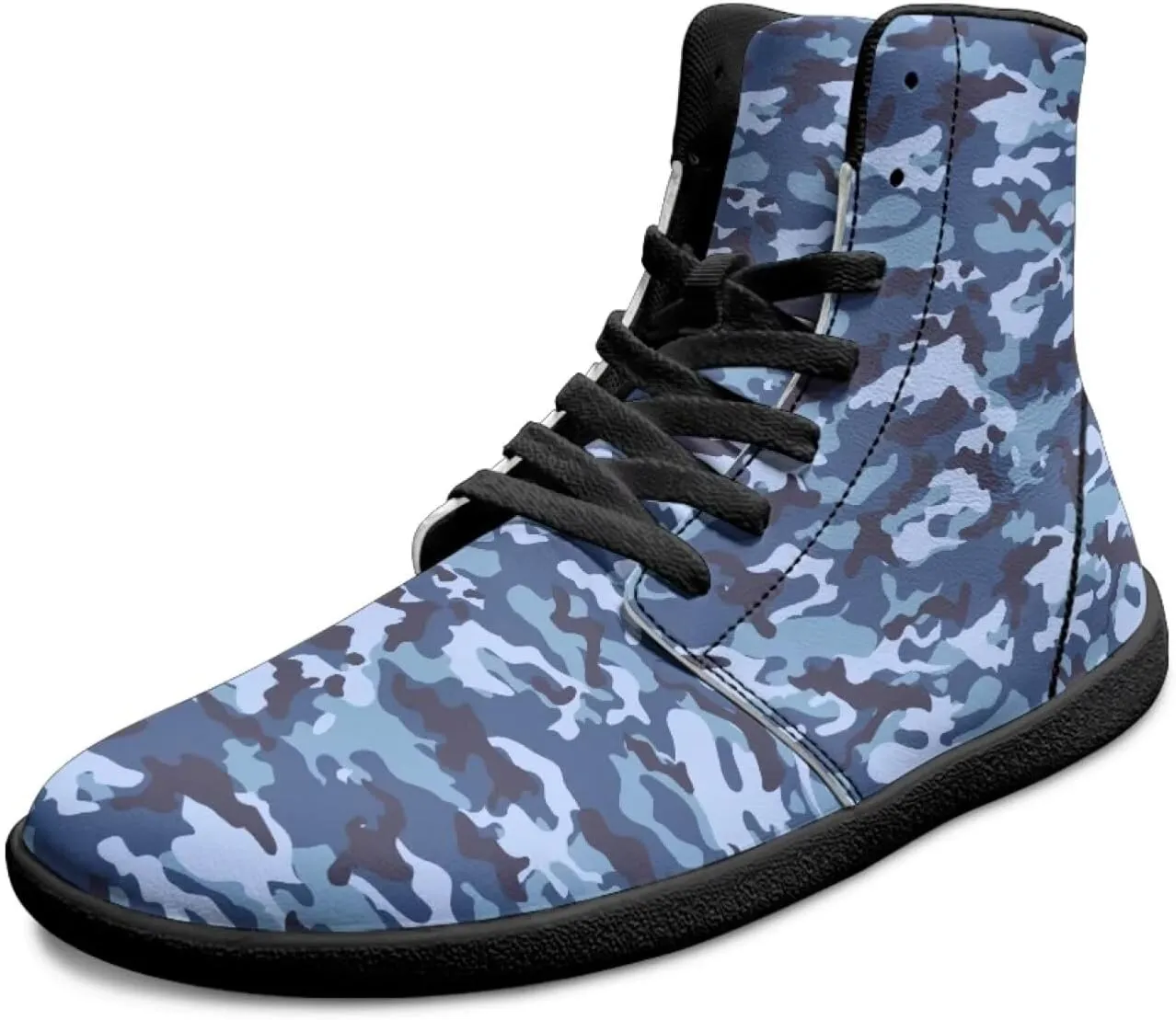 Howilath Camo Print Barefoot Running Shoes High Top Sneakers, Anti-Skid Zero Drop Sneaker Minimalist Shoes