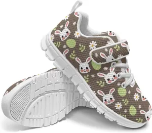 Howilath Easter Bunny Print Kids Sneakers for Boys Girls Mesh Sneakers Sports Tennis Shoes with Non-Slip Sole