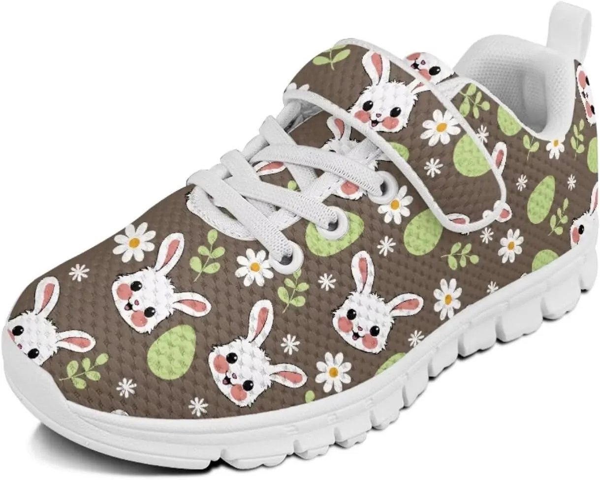 Howilath Easter Bunny Print Kids Sneakers for Boys Girls Mesh Sneakers Sports Tennis Shoes with Non-Slip Sole