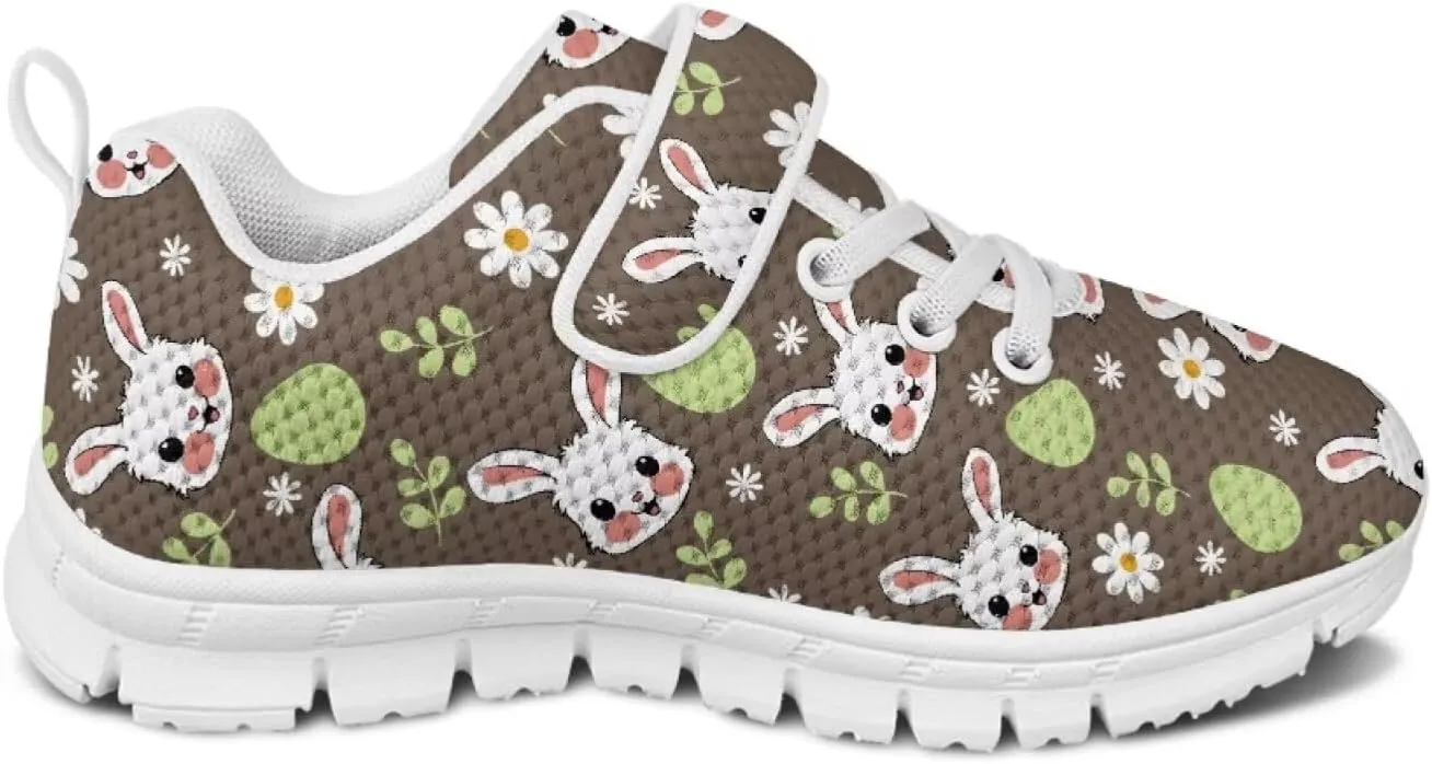 Howilath Easter Bunny Print Kids Sneakers for Boys Girls Mesh Sneakers Sports Tennis Shoes with Non-Slip Sole