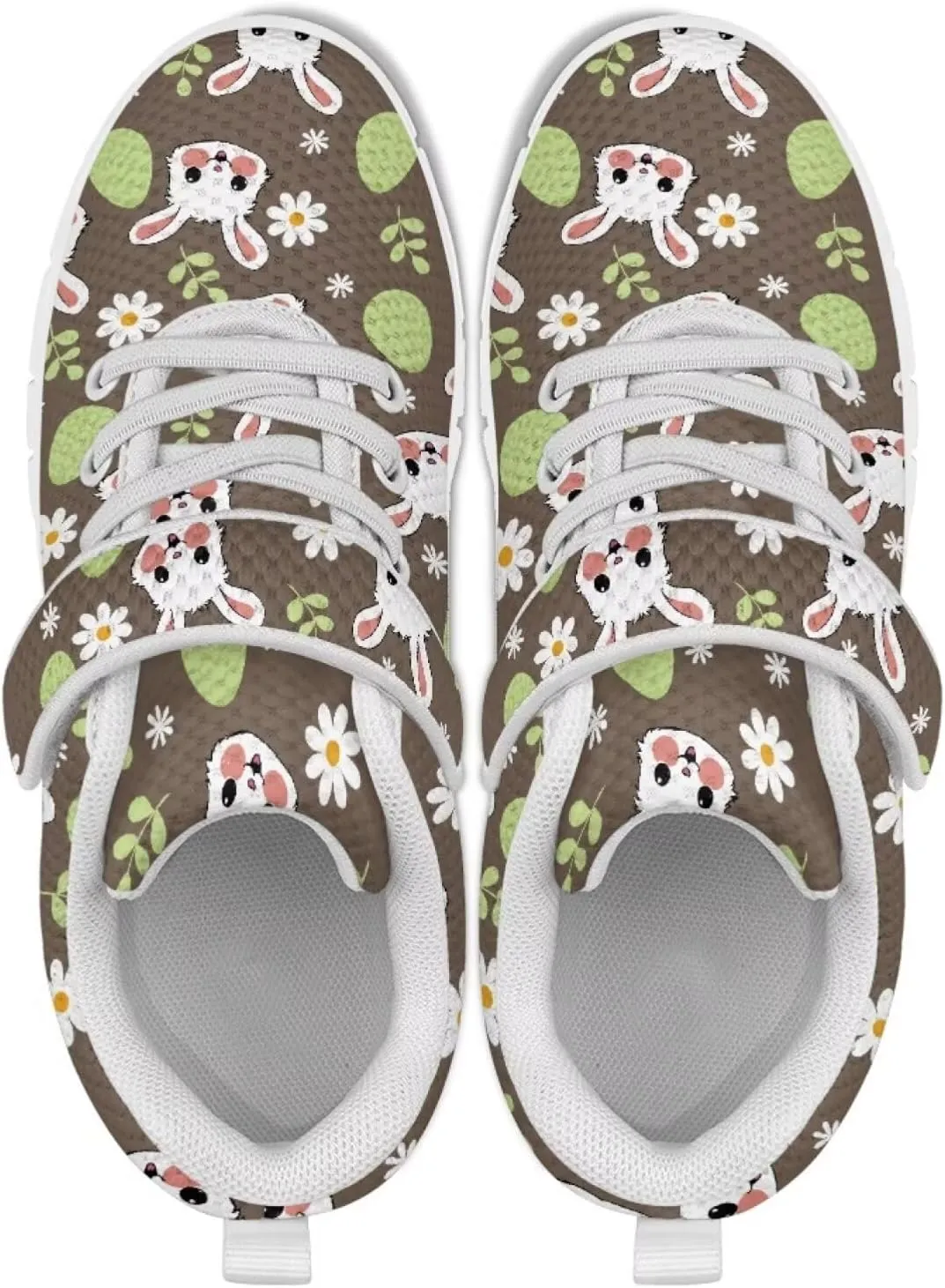Howilath Easter Bunny Print Kids Sneakers for Boys Girls Mesh Sneakers Sports Tennis Shoes with Non-Slip Sole