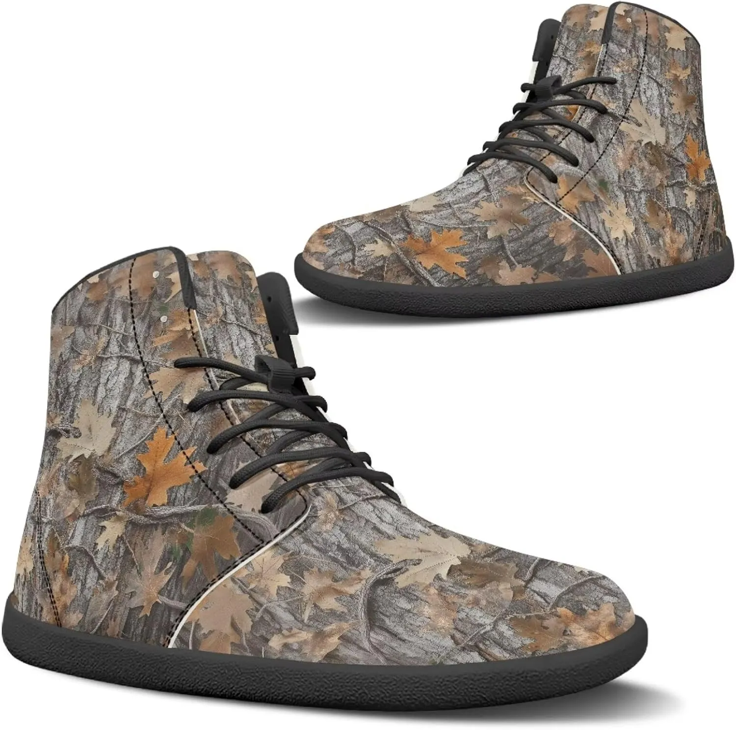 Howilath High Top Sneakers for Men Minimalist Barefoot Shoes Wide Toe Running Shoes with Anti-Skid Sole