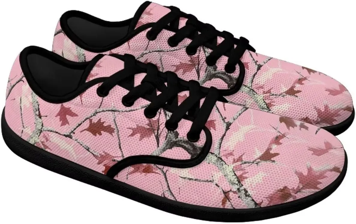 Howilath Woodland Forest Print Lace up Barefoot Shoes Womens Flat Shoes Running Sneakers Casual Sport Shoes