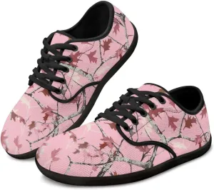 Howilath Woodland Forest Print Lace up Barefoot Shoes Womens Flat Shoes Running Sneakers Casual Sport Shoes