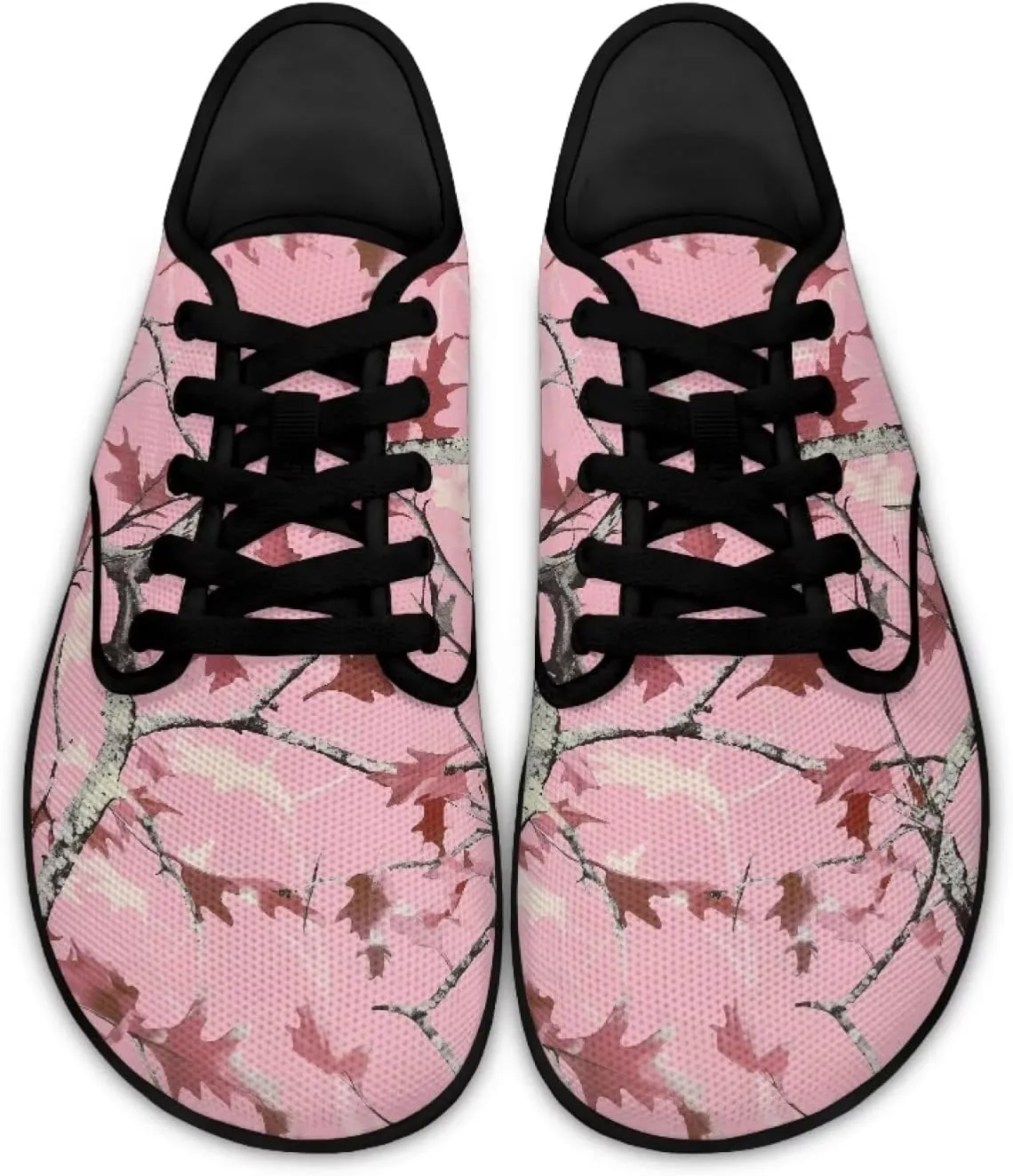 Howilath Woodland Forest Print Lace up Barefoot Shoes Womens Flat Shoes Running Sneakers Casual Sport Shoes