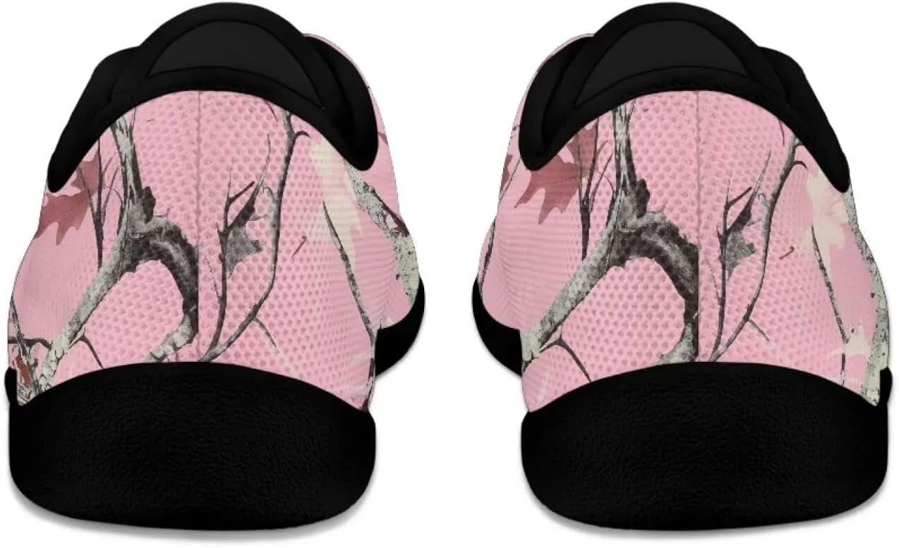 Howilath Woodland Forest Print Lace up Barefoot Shoes Womens Flat Shoes Running Sneakers Casual Sport Shoes