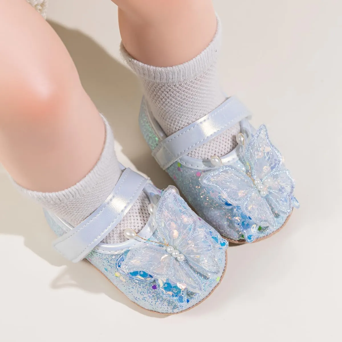 HsdsBebe Baby Girls Mary Jane Flats Non Slip Soft Sole Bowknot Princess Wedding Dress Shoes Toddler First Walkers Infant Newborn Baptism Crib Shoes