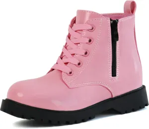 JABASIC Girls Ankle Boots Side Zipper Lace Up Work Boot Combat Booties for Little/Big Kids