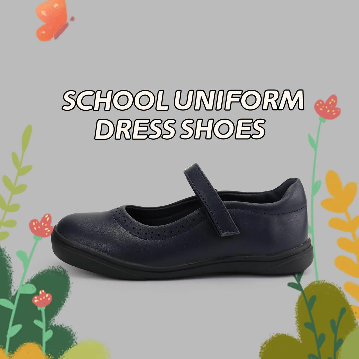 JABASIC Girls Mary Jane Flats School Uniform Dress Shoes
