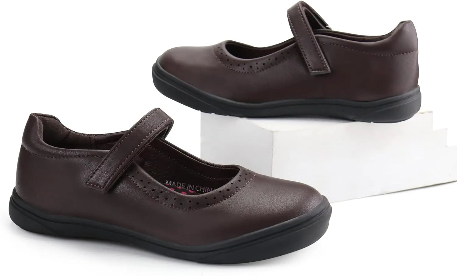 JABASIC Girls Mary Jane Flats School Uniform Dress Shoes