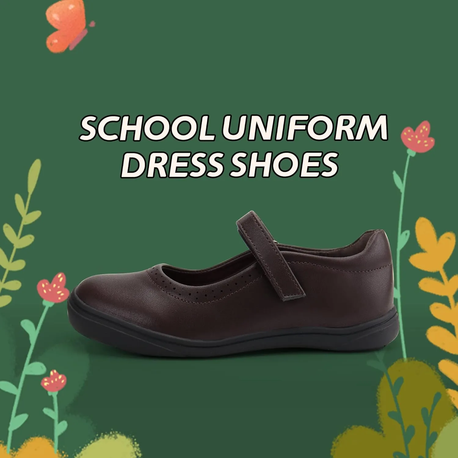 JABASIC Girls Mary Jane Flats School Uniform Dress Shoes