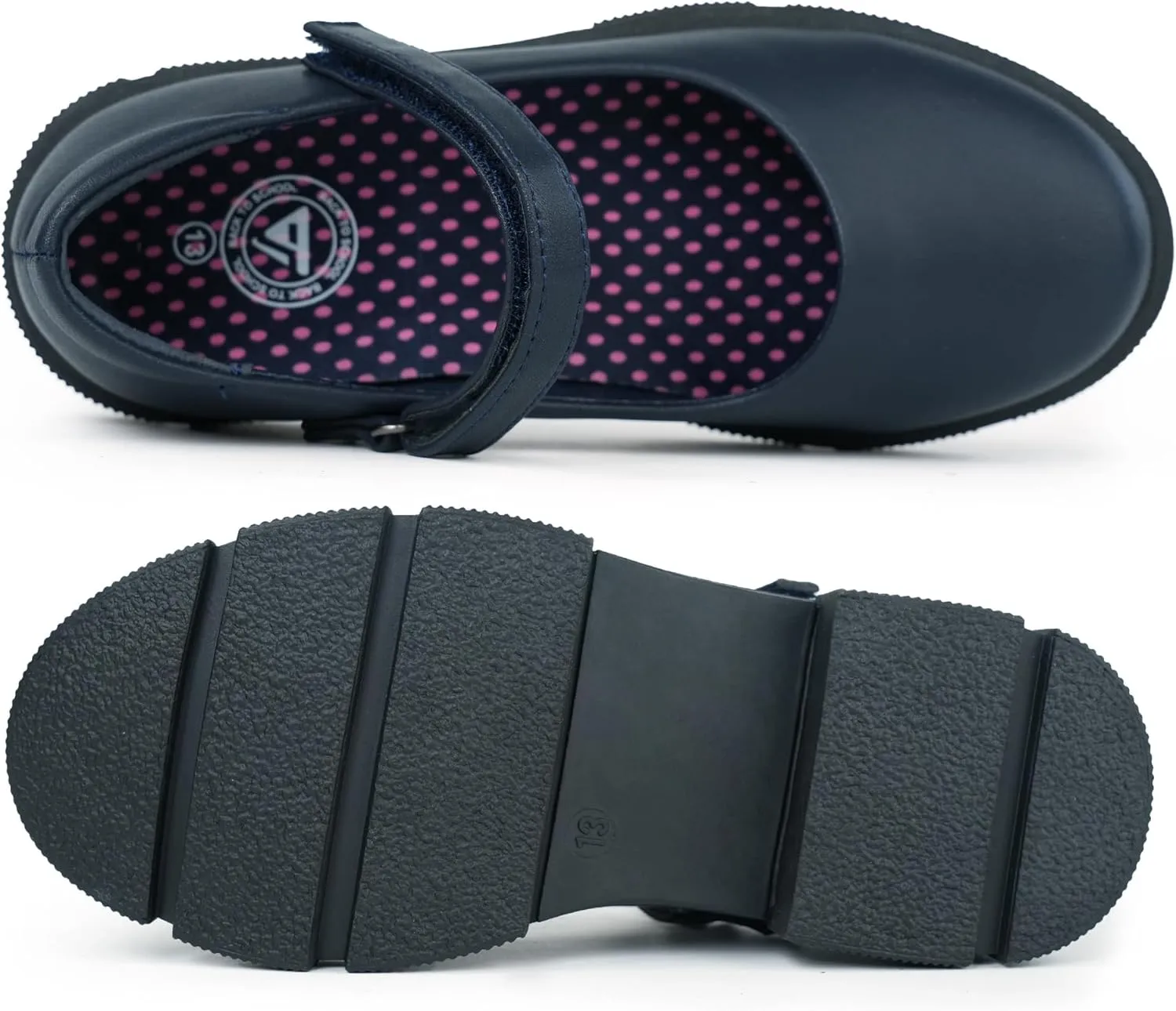 JABASIC Girls School Uniform Shoes Comfortable Mary Jane Flats