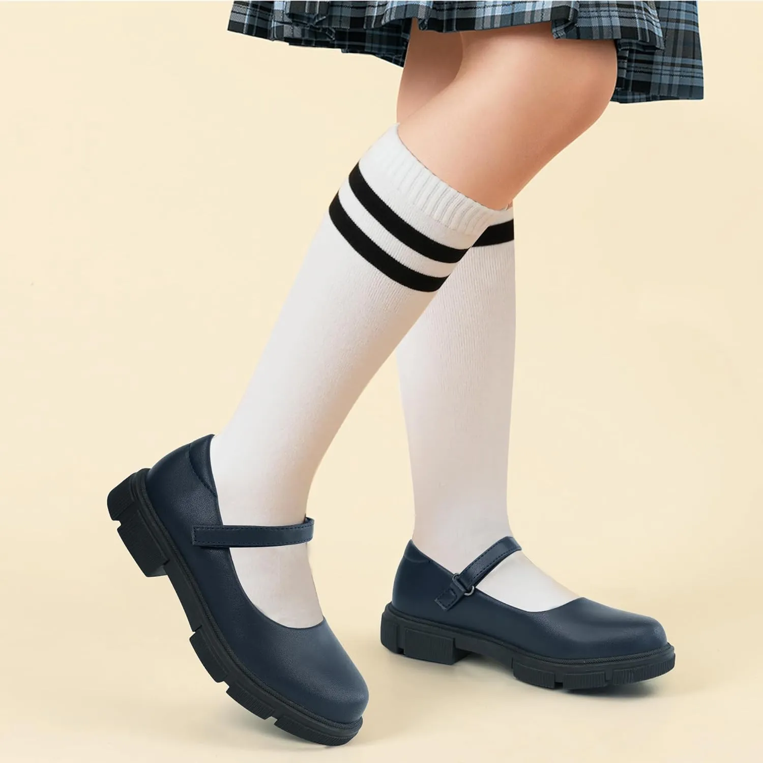 JABASIC Girls School Uniform Shoes Comfortable Mary Jane Flats
