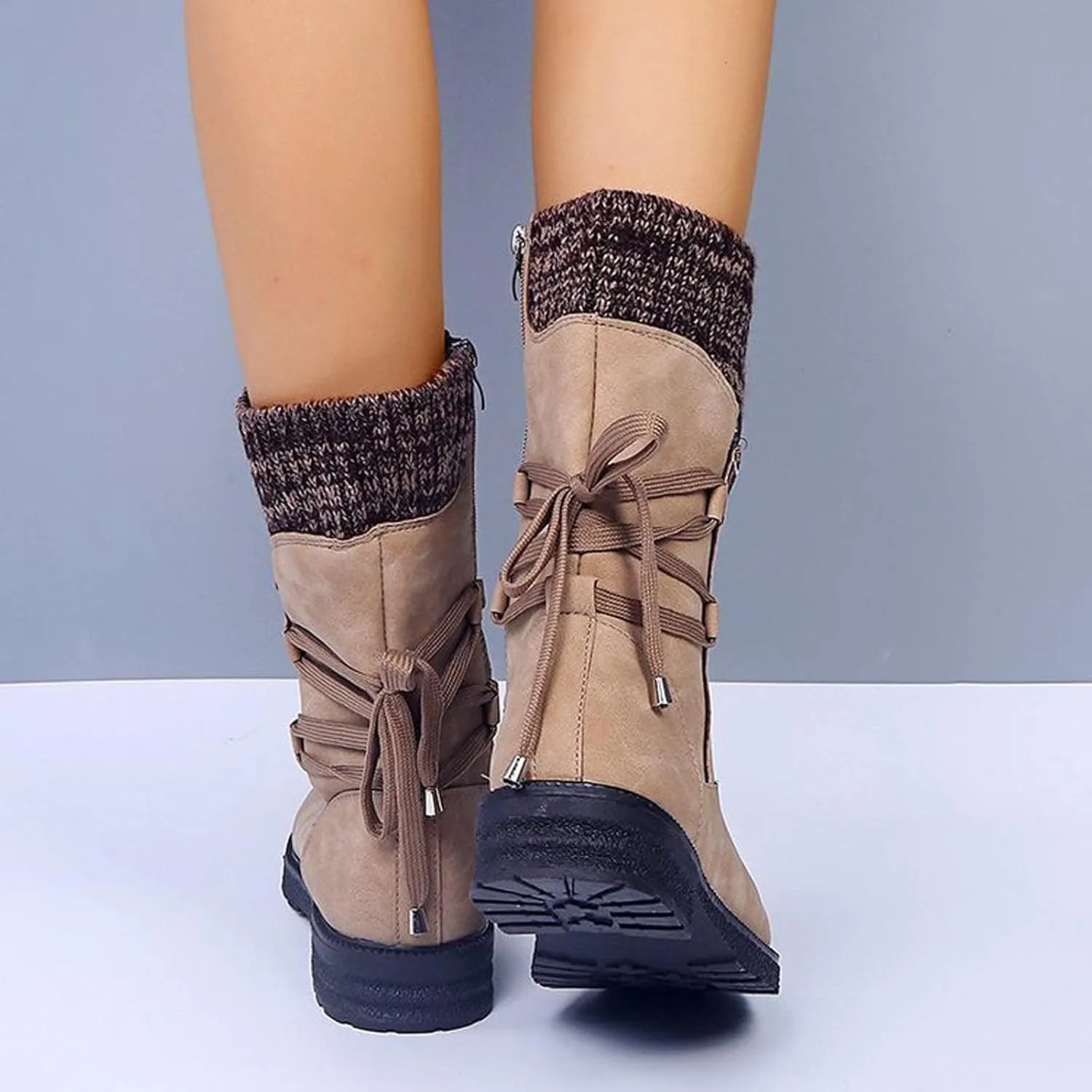 JEGULV Chunky Platform Boots for Women, Square Toe Shoes Lace up Zip High Heel Booties Combat Wedge Ankle Boots